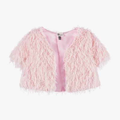 The Tiny Universe Kids' Girls Pink Fluffy Faux Feather Cardigan