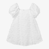 THE TINY UNIVERSE GIRLS WHITE EMBROIDERED FLORAL DRESS