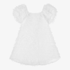 THE TINY UNIVERSE GIRLS WHITE TULLE PUFFED SLEEVE DRESS