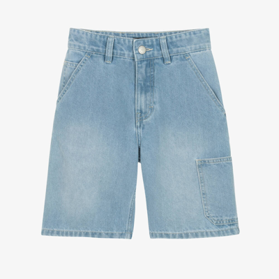 Molo Kids' Mid-rise Denim Shorts In Blue