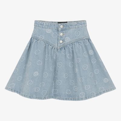 Molo Kids' Girls Blue Happy Face Denim Skirt