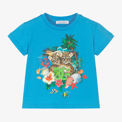 Dolce & Gabbana Babies' Boys Blue Cotton T-shirt