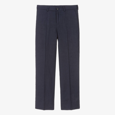 Dolce & Gabbana Teen Boys Navy Blue Linen Trousers