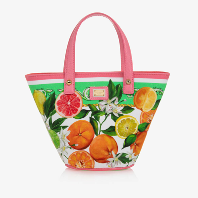 Dolce & Gabbana Kids' Girls Pink Citrus Print Handbag (25cm)