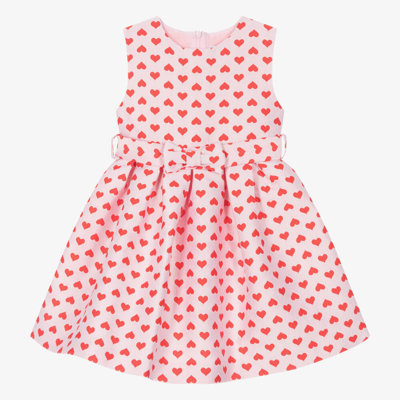 Rachel Riley Kids' Girls Pink Heart Jacquard Dress