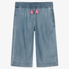 HATLEY GIRLS BLUE CROPPED CHAMBRAY TROUSERS