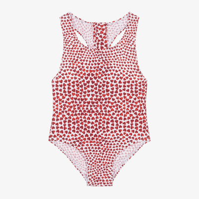 Stella Mccartney Kids' Girls Heart Swimsuit In Red