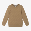 Hugo Boss Boss Boys Beige Cotton Knit Sweater In Beige