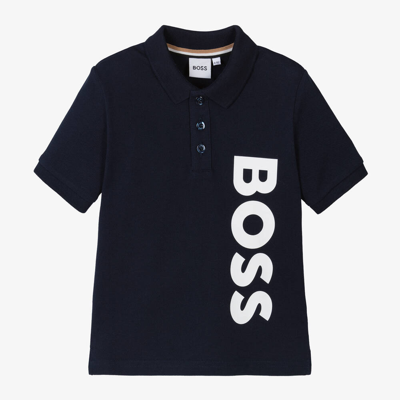 Hugo Boss Kids' Boss Boys Blue Cotton Polo Shirt