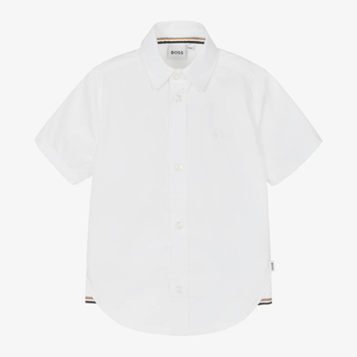 Hugo Boss Kids' Boss Boys White Cotton Shirt