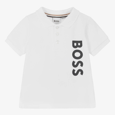 Hugo Boss Boss Baby Boys White Cotton Polo Shirt