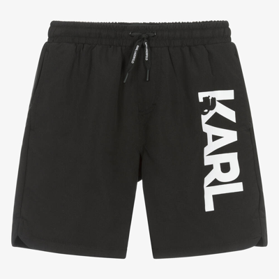 Karl Lagerfeld Kids Teen Boys Black Karl Logo Swim Shorts