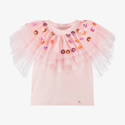 Junona Kids' Girls Pink Sequin Cotton T-shirt