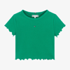 TOMMY HILFIGER GIRLS GREEN RIBBED COTTON T-SHIRT