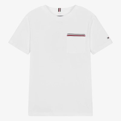 Tommy Hilfiger Teen Boys White Cotton Pocket T-shirt
