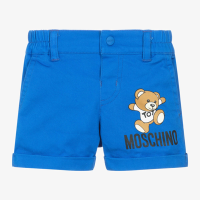 Moschino Baby Babies' Boys Blue Cotton Teddy Bear Logo Shorts