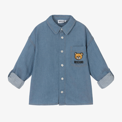 Moschino Kid-teen Blue Chambray Teddy Bear Shirt
