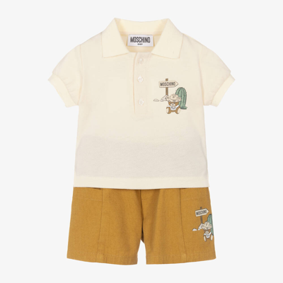 Moschino Baby Babies' Boys Brown Cotton Cactus Teddy Shorts Set