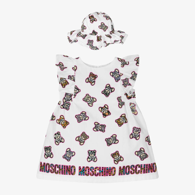 Moschino Baby Babies' Girls White Cotton Animal Print Teddy Dress