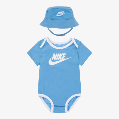 Nike Boys Blue Cotton Babysuit Set