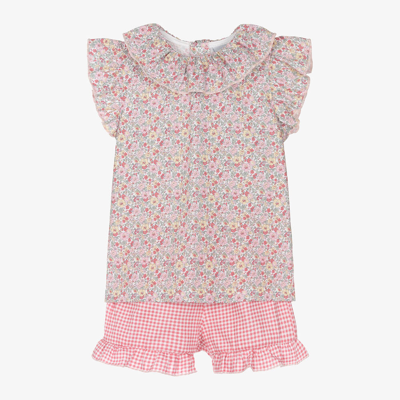 Babidu Kids' Girls Pink Cotton Floral Short Pyjamas