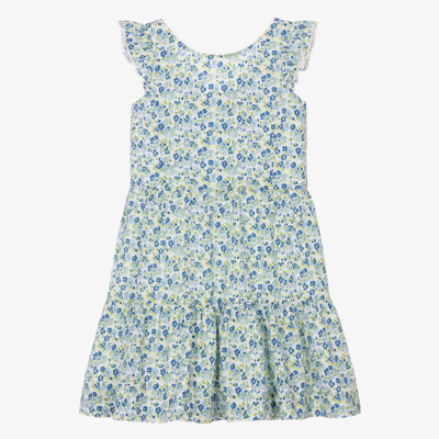 Ralph Lauren Teen Girls Blue Floral Print Cotton Dress
