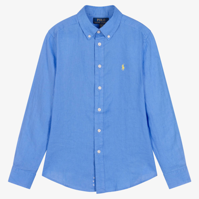 Ralph Lauren Teen Boys Blue Linen Shirt