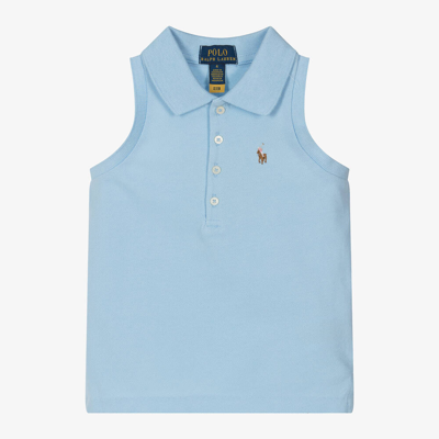 Ralph Lauren Kids' Girls Blue Sleeveless Polo Shirt