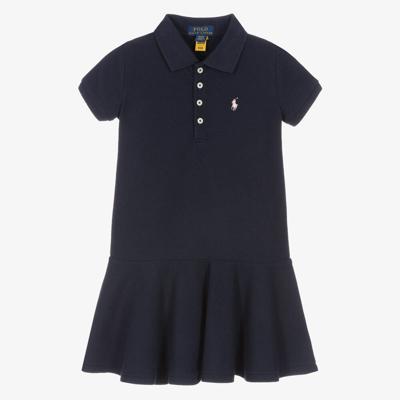 Ralph Lauren Kids' Girls Navy Blue Cotton Polo Dress