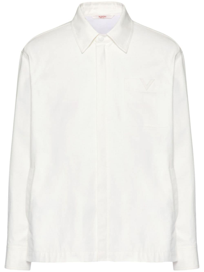 Valentino Giacca-camicia Con Chiusura Nascosta In White