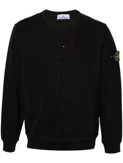 Stone Island Compass-badge Pocket-detail Sweatshirt In Black