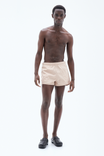 Filippa K Striped Swim Shorts In Beige