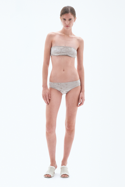 Filippa K Velvet Bandeau Swim Top In Beige