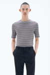 Filippa K Striped Rib Tee In Brown