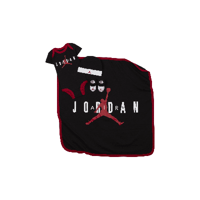 Jordan Air  Baby Bodysuit, Beanie, Booties And Blanket Set In Black