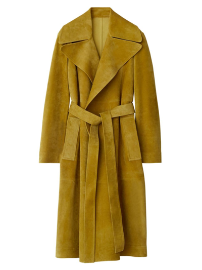 Burberry Suede Trench Coat In Manilla