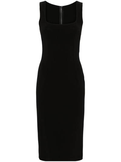 Dolce & Gabbana Milan Stitch Stretch Jersey Sheath Dress In Black