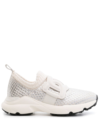 Tod's Kate Technical Fabric Trainers In Blanco