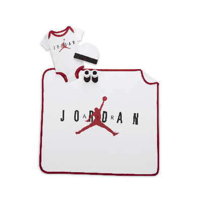Jordan Air  Baby Bodysuit, Beanie, Booties And Blanket Set In White