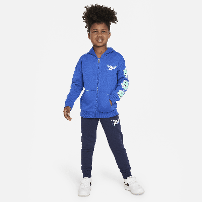 Nike Sportswear "art Of Play" French Terry Full-zip Set Little Kids 2-piece Set In Blue