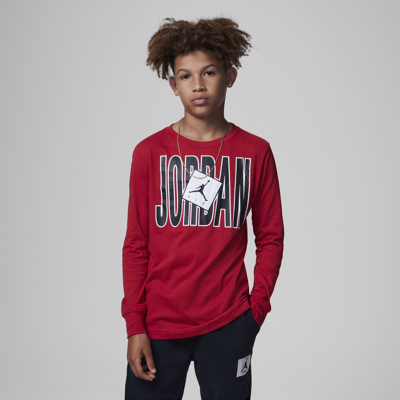 Jordan Stretch Out Long Sleeve Tee Big Kids Long Sleeve Tee In Red