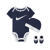 Nike Baby (0-6m) Bodysuit, Hat And Booties Box Set In Blue