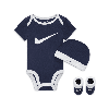 Nike Baby () Bodysuit, Hat And Booties Box Set In Blue