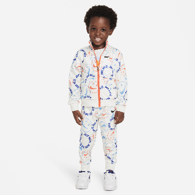 Nike Babies' Smiley Swoosh Printed Tricot Set Toddler Tracksuit In White