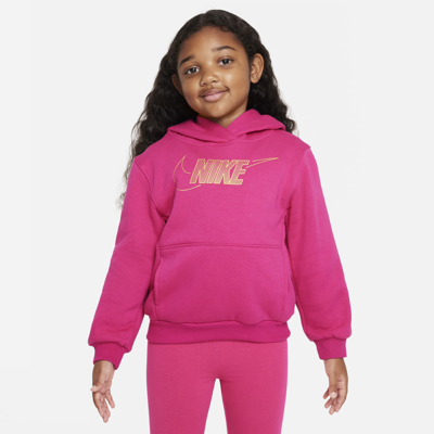 Nike Sportswear Club Fleece Holiday Shine Hoodie Little Kids Hoodie In Pink
