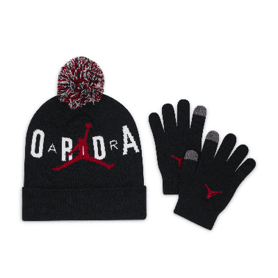 Jordan Pom Beanie Set Big Kids 2-piece Set In Black