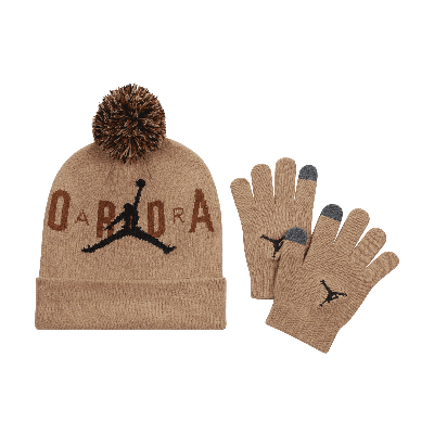 Jordan Pom Beanie Set Big Kids 2-piece Set In Brown