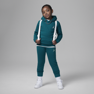 Jordan Mj Essentials Fleece Pullover Set Little Kids 2-piece Hoodie Set In Green