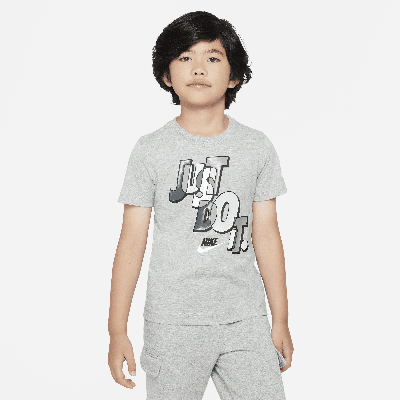 Nike Puzzle "just Do It" Tee Little Kids T-shirt In Grey