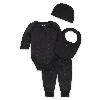 Nike 4-piece Velour Embossed Swoosh Boxed Set Baby 4-piece Bodysuit Set In Black